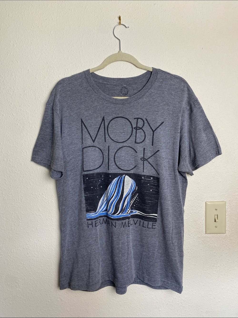 Out Of Print Gray Short-Sleeve Moby Dick Graphic Tee with Blue Whale